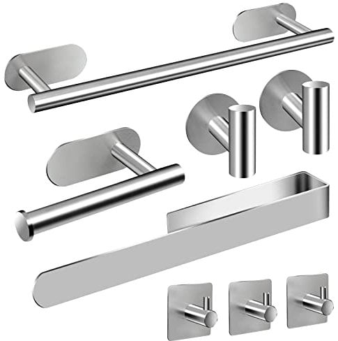 AIKER Handtuchhalter,8PCS Handtuchhalter Ohne Bohren Set,verdickter Hochwertiger Edelstahl 304 Badezimmer-kit Haken Selbstklebend,ideal Für Badzimmer Toilette Küche Büro