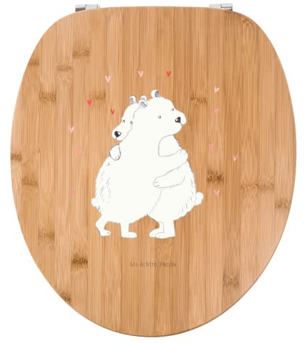 Mr. & Mrs. Panda Motiv WC Sitz Eisbär Umarmen - Geschenk, WC-Sitz, Klobrille, Gute Laune, lustige Sprüche, Toilette, Tiere, Klodeckel, Tiermotive,