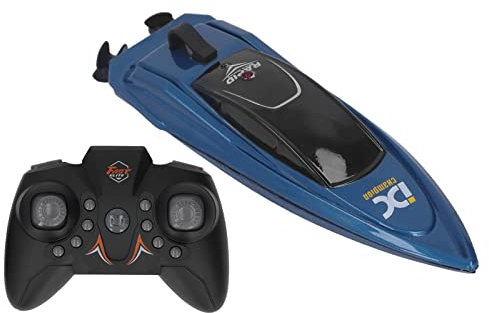 Bateau Télécommandé 2.4G, Bateaux électriques Rechargeables, Jouet Hors-Bord Télécommandé étanche Bateau Jouet électrique Haute Vitesse USB Bateau Télécommandé pour Piscines et Lacs(Bleu)