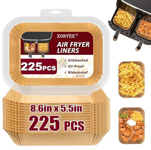 Air Fryer Liners for Ninja Foodi Dual Zone AF300UK / AF400UK / DZ400UK / Double Stack XL SL400UK, 225PCS Air Fryer Parchment Paper Liners Fit Keplin 9L Dual Zone Air Fryer