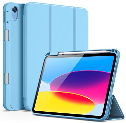 JETech Case for iPad (A16) 11th/10th Generation (2025/2022) with Pencil Holder, Slim Tablet Cover with Soft TPU Back, Auto Wake/Sleep (Sky Blue)