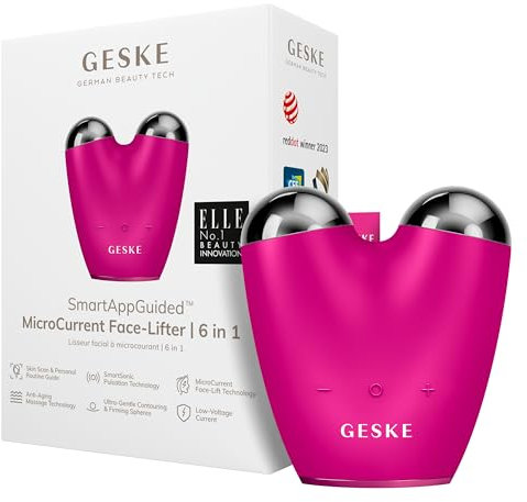 GESKE | SmartAppGuided™ MicroCurrent Face-Lifter | 6 in 1 | Facial Lifting | Gesicht- & Jawline Trainer | Gesichtsstraffung | Anti Aging Device | Mikrostrom gegen Falten | Doppelkinnentferner