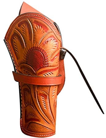 Hulara Full Grain Buff Leather Cross Draw Holster Gun Holder 22 .38/357 .44/45 Cal Revolver Gun Western Holster Fit 4 to 8 Revolver Holster