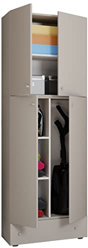 VCM Wooden Broom Cupboard Vacuum Cleaner Household Cabinet Drawer Lona S Wooden Broom Cupboard Vacuum Cleaner Household Cabinet Drawer Lona S Gray