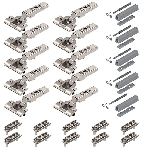 10 x siwitec Blum CLIP top 110° Scharnier INSERTA mit TIP-ON, vernickelt, Eckanschlag, inkl. geraden Exzenter-Montageplatten