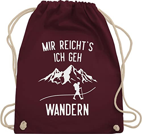 Turnbeutel Rucksack - Laufen Joggen Zubehör - Mir reichts ich geh wandern - Berge - Unisize - Bordeauxrot - wanderzubehör sportbeutel läufer laufsport berg beutel wanderutensilien hobby tüte