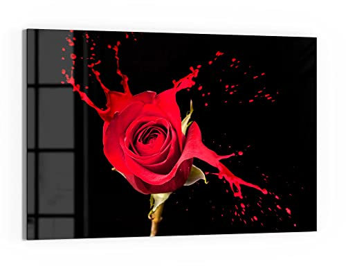 DEQORI Glas-Magnettafel | 60x40 cm groß | Motiv Zerfließende Rosenblüte | Memo-Board aus Glas | Magnetboard inkl. Magnete, Stift & Tuch für Küche & Büro | Tafel magnetisch & beschreibbar