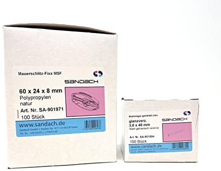 SD ProfiLine 100 Stück Mauerschlitz-Fixx MSF-SET mit 100 Stahlnägeln 3,0x40mm