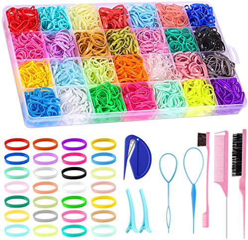 Hair Ties Accessories for Little Girls, 1500 Rubber Bands with 8 Hair Tools