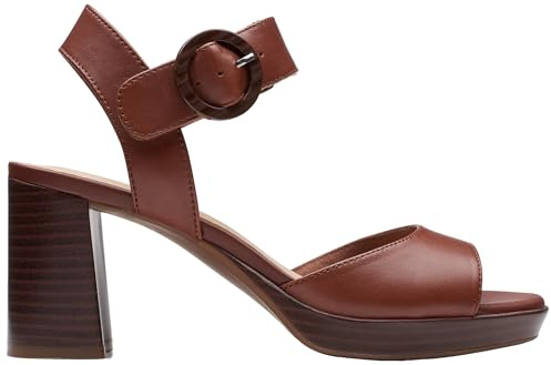 Clarks Ambyrlyn Damen-Sandalen mit Rubin-Absatz, British Tan Lea, 40 EU