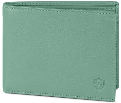 VON HEESEN Leder Geldbörse RFID Schutz I Echtleder Geldbeutel für Damen & Herren I Portemonnaie Brieftasche Wallet Portmonee (Türkis)