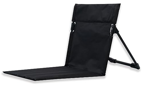BBTISG SièGe De Stade Pliable, Portables LéGers Rembourrés Matelas de Plage avec Dossier Chaise de Support Dorsal pour la Plage pour Camping, Pêche, Barbecue, Randonnée, Plage (Noir)