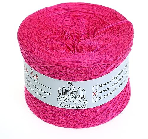 Bobbel einfarbig 100g - 380m 4 fädig Bobbel Wolle Farbverlaufsgarn handstrickgarn stricken häkeln (Neonpink)
