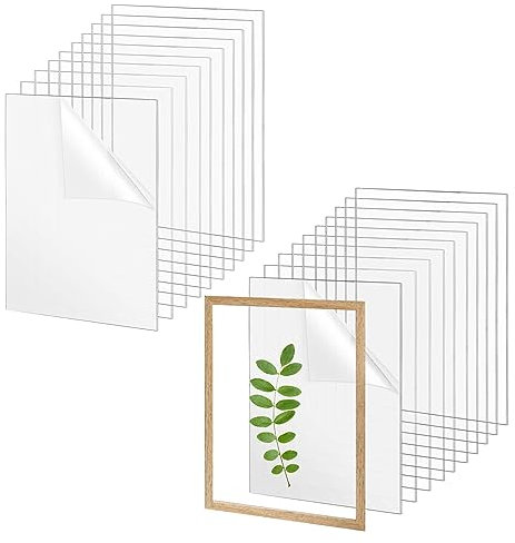 MIYUANGKJ Cristal acrílico de 2 mm de grosor, 20 unidades de vidrio acrílico, placas de plexiglás, placas de acrílico, placas de cristal acrílico, para vidrio de repuesto de marcos de fotos,