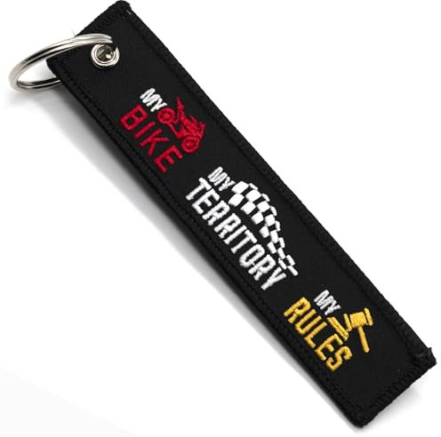 Porte Clef Moto - Cadeau pour Motard Porte-cle moto en Tissu MY BIKE MY TERRITORY MY RULES, Accessoires pour Moto - Porte-clés Originaux - Cadeaux Originaux pour Motards