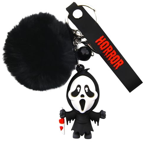 RUPUDDT Schlüsselanhänger für Männer und Frauen, Horrorfilm, Jungen, Mädchen, Kinder, Halloween, kleine Glocke, Schlüsselanhänger für Partygeschenke, K03