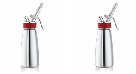 iSi Sahnespender 500ml, Gourmet Whip Plus, 0.5 Liter, aus hochwertigem Edelstahl, Betrieb mit iSi Sahnekapseln, für Sahne, warme und kalte Saucen, Suppen, Espumas und Desserts (Packung mit 2)