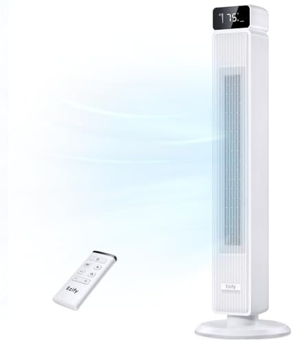 Ezify Tower Fan for Bedroom, 25ft/s High Velocity, 90° Oscillating Tower Fans with Remote, 30dB, 6 Speeds &4 Modes, Easy Clean Design, Child-Safe, Cooling Fan for Home Office Dorms