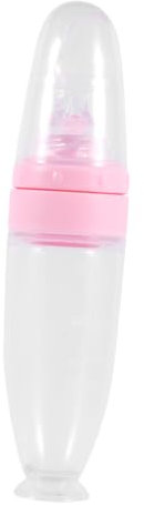 Toyvian Quetschflasche füttern babygeschirr babybesteck tableware Babyflasche Silikon-Futterspender Fläschchen Ergänzendes Essen Zubringer Nuckelflasche Rosa