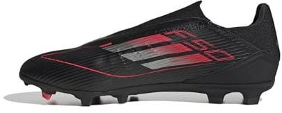 adidas F50 League Laceless Football Boots FG/MG, Botas de fútbol Unisex Adulto, Core Black/Iron Metallic/Lucid Red, 43 1/3 EU