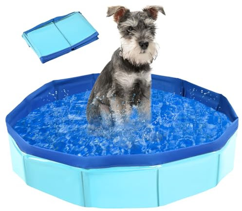 MAIROX Hunde Pool, Hunde Planschbecken, Faltbarer Pool für Hund und Katze, Hundebadewanne, Hundepool Klein, Hundepool fur Große Hunde, Bademuschel für Hunde mit Wasserablassventil (50 x 8 cm)