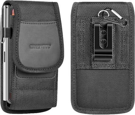 CERFFOOL 4.7 Inches Vertical Cell Phone Case Nylon Belt Clip Holster Smartphone Holder Carrying Pouch for iPhone 15 14 13 12 11 Pro Max XR X 8 7 6 Plus/Xiaomi/Samsung (L)
