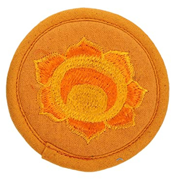 Cuscino Ricamato per Ciotola Sonora Buddhista Arancia in Cotone | Formato Compatto e Leggero per Ciotola e Bowl Stili multipli Design Semplice Facile da Riporre e Trasportare