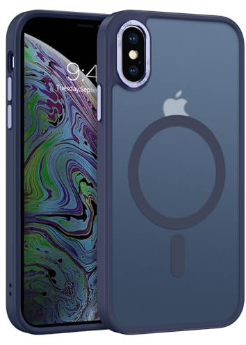 DUEDUE for iPhone XS Max Case Magnetic【Fit for MagSafe】 Shockproof Protection Strong Magnetic Wireless Charging Anti-Scratch Slim Fit Translucent Matte Back Case for iPhone XS Max 6.5, Blue