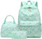 LOIDOU Rucksack für Teenager Mädchen Bookbags Kinderrucksack Kinder Schulrucksack mit Lunchpaket Federmäppchen Schulranzen Set für Schule (Grün-Blumen 162)