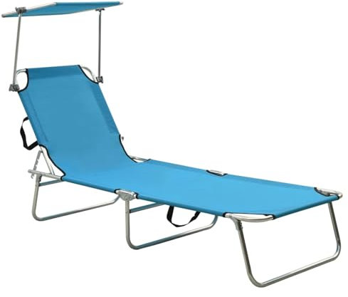 Homgoday Sonnenschirm Liege Türkisblau - Klappbar, Stahlrahmen, 189x58x27cm, für Urlaub und Freizeit