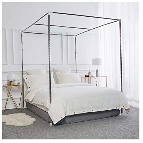 Porta Zanzariera Letto A Quattro Angoli, Copriletto, Zanzariera A Baldacchino in Acciaio Inossidabile, T-Shirt in Metallo, Struttura per Letto Singolo/Matrimoniale(2x2.2m Bed)