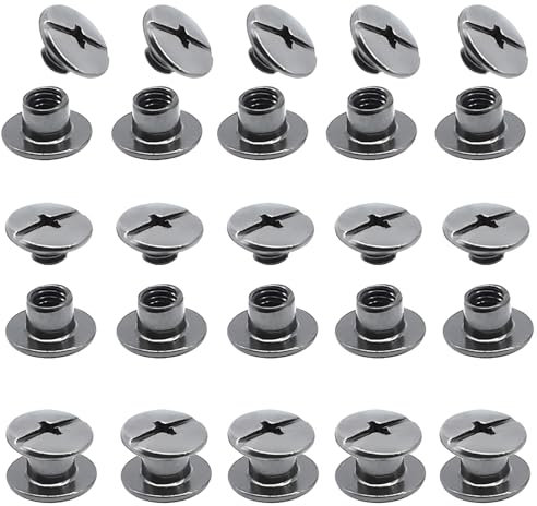 JXPXJMY 50 PCS Kit de Rivets de Reliure Chicago de carbone Chicago, Rivets de Grand livre pour la Décoration de la Ceinture de livre Numéro de Modèle de bagage M5 (Noir brillant, M5*4)