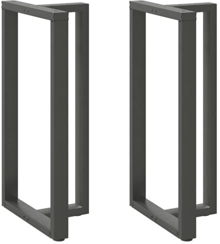 vidaXL Pieds de Table de Bar en T, 2 pièces, Anthracite, 60 x 35 x (110-111) cm, Acier