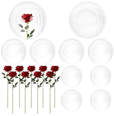 Larber 10 Pezzi Palloncino Gonfiabile Trasparente cintura Rose Artificiali,Dimensioni Multiple Bobo Palloncino Ballon per San Valentino Proposte di Matrimonio Feste Compleanno Deco(15inch 18inch)