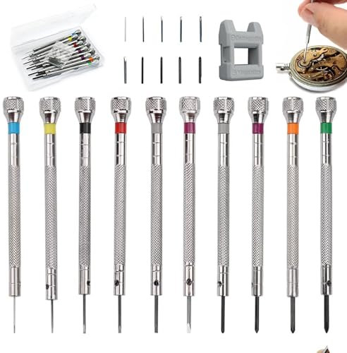 10 Pezzi Cacciaviti Precisione Orologiaio, Giraviti Precisione, Cacciaviti per Riparazione Orologi, Apri Cassa per Orologi, Sostituisci Pile per Orologi, Rimuovi Maglie Orologio