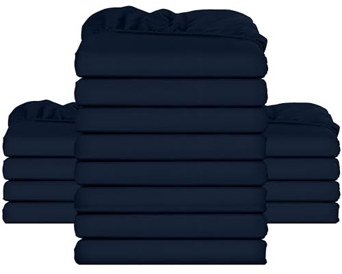 Utopia Bedding Fitted Sheet Bulk Pack of 16 Pieces - Super King, Navy - Deep Pocket - Easy Care Soft Brushed Microfibre Fabric - Shrinkage and Fade Resistant - Bottom Sheet