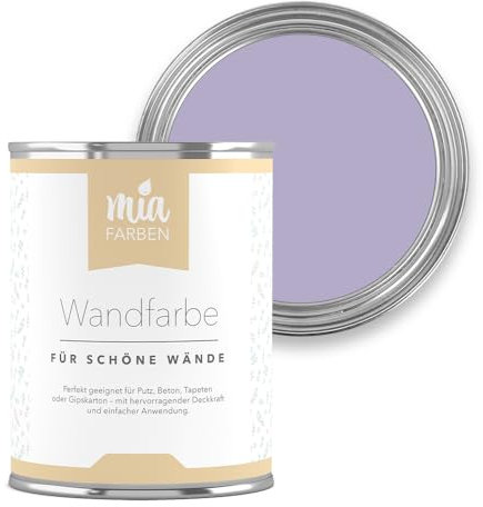 miafarben Wandfarbe für Wände & Tapeten 2,5L - sanfte, matte Farbtöne, hochdeckend (Mias Lavendelblüte)
