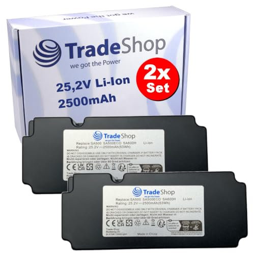 2X Trade-Shop Li-Ion Akku 25,2V 2,5Ah kompatibel mit Yard Force SC600ECO X80i X100i LUV600Ri LUV1000Ri NX60i NX80i NX100i MR600 Rasenmäher Mähroboter