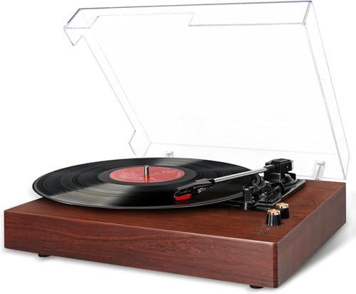 EUQQZU Giradischi Vinili, Giradischi Bluetooth 3 Velocità 33/45/78 RPM Giradischi con Casse Stereo, Registra da Vinile in Digitale, Lettore di Dischi Lettore Vinile,Supporto LP/Aux-in/RCA/USB/Cuffie