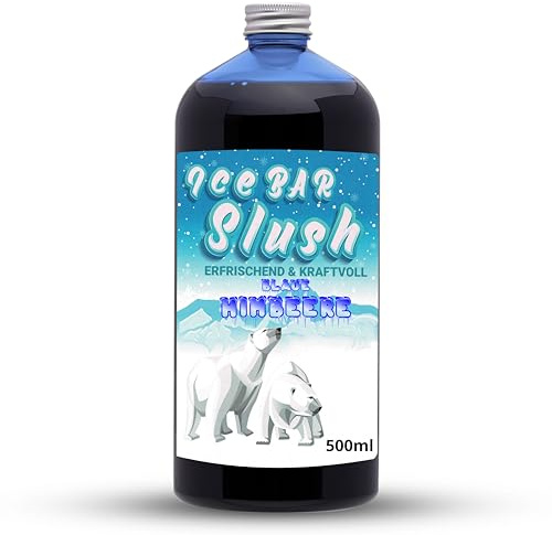 ICE Ours Sirop sans AZO ni glycérine | Bouteille de 500 ml | Concentré pour Slushy Boissons Maker Machine à glace Machine à glace 1:5 à 1:20 (500 ml, framboise bleue)