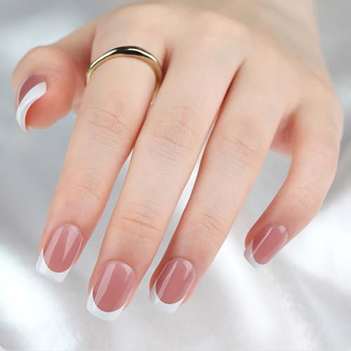 Lot de 30 faux ongles courts à coller sur les ongles blancs à bout français