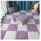 Puzzle Floor Mat,6pcs 24x24 In Shaggy Foam Interlocking Carpet Tiles With Border, Thick 0.4 Carpet, Mats, Plush Mat(White+purple)