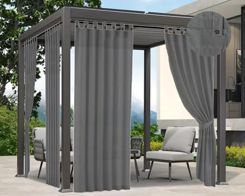 Tata Home Set 4 Pezzi Tenda Gazebo per Esterno Resistente Misura 160x270 cm con Passanti e Bottoni Tende da Sole Accorciabili Lavabili Colore Grigio Scuro