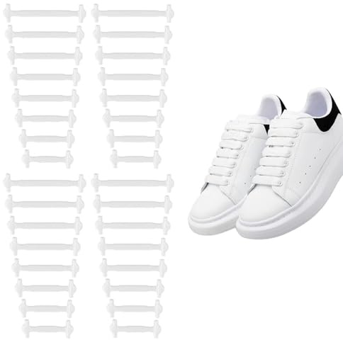 EHDWXVZM 32 Teile Weißer Silikon -Schnürsenkel, Kreative Elastische Schnürsenkel, Sportschuhzubehör, Einfache Und Vielseitige Schnürsenkel.
