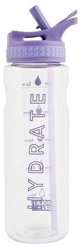 Polar Gear 750ml Motivational Water Bottle With Straw - SK Ecozen Recycled Plastic Sports Water Bottle with Time Markings – Dishwasher Safe, BPA Free Drinks Canteen for Gym, Running, Work