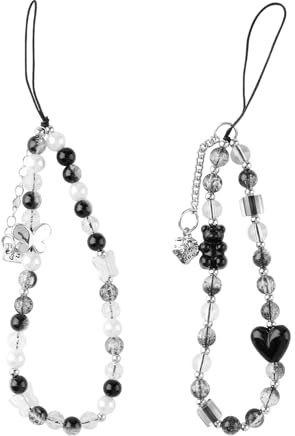 Tabanzhe Beaded Phone Charm-2PCS Crystal Butterfly Phone Bracelet Strap Y2k Smartphone Lanyard Wrist Strap Handmade Mobile Phones Chain for Women Girl