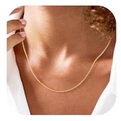 DORANA 1.5mm Gold Chains for Women S925 Twisted Rope Chain Sturdy Sterling Gold Chain Necklace Fade-Proof Ladies Necklace Jewellery Gifts