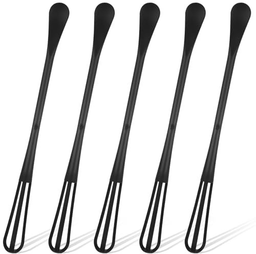 5 Stück Mini Schneebesen Set, Schneebesen Klein aus PP-Kunststoff, 2 in 1 Rührbesen mit Gewürzlöffel, Tragbaren Mini-Schneebesens, für Kochen, Mixen, Eierschlagen, Rühren, Aufschäumen