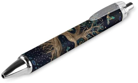 KWQDOZF Kugelschreiber mit Lebensbaum-Yggdrasil-Aufdruck für Damen und Herren, 0,5 mm fein, einziehbarer Kugelschreiber, 1 Stück