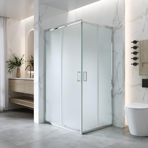 Box Doccia Angolare 80x100xh185 - Cabina Doccia Scorrevole in Cristallo Temperato 6mm Opaco, Profilo Cromato Lucido, Guarnizioni Antigoccia, Chiusura Magnetica e Maniglia ABS - Mod. Kiro